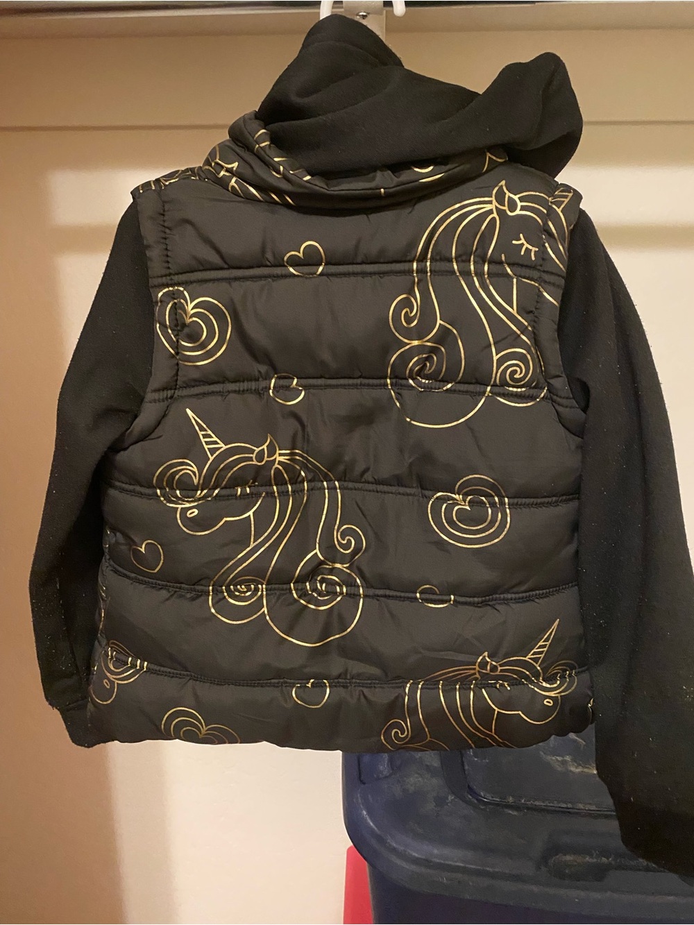 Gold and Black Unicorn Puffer Coat - Picture 4 of 4